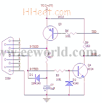 三极管实现的232接口电路