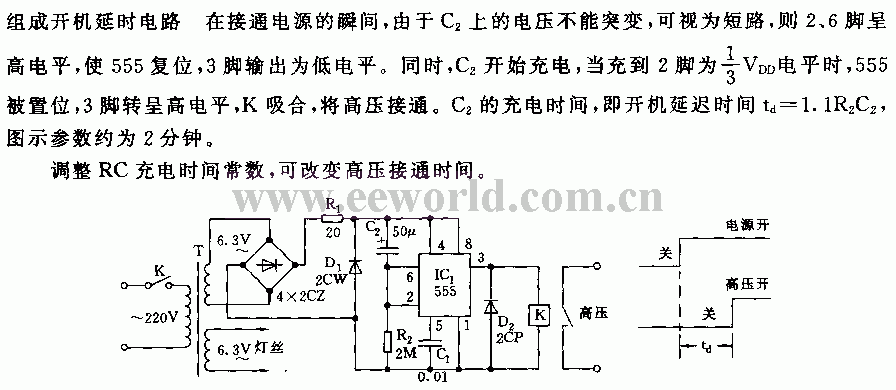 555 high voltage delay turn-on circuit