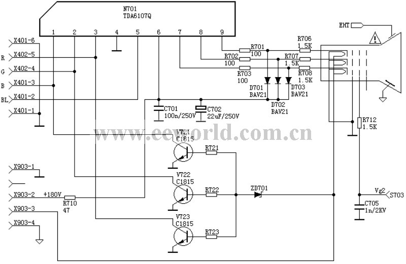 视放电路：TDA6108