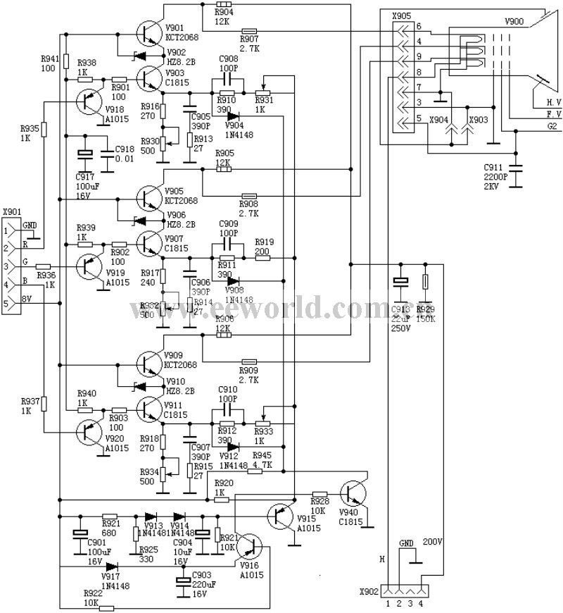 Video amplifier circuit: video amplifier board-4