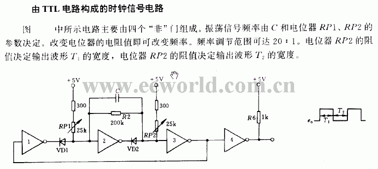 Clock signal circuit composed of TTL circuit