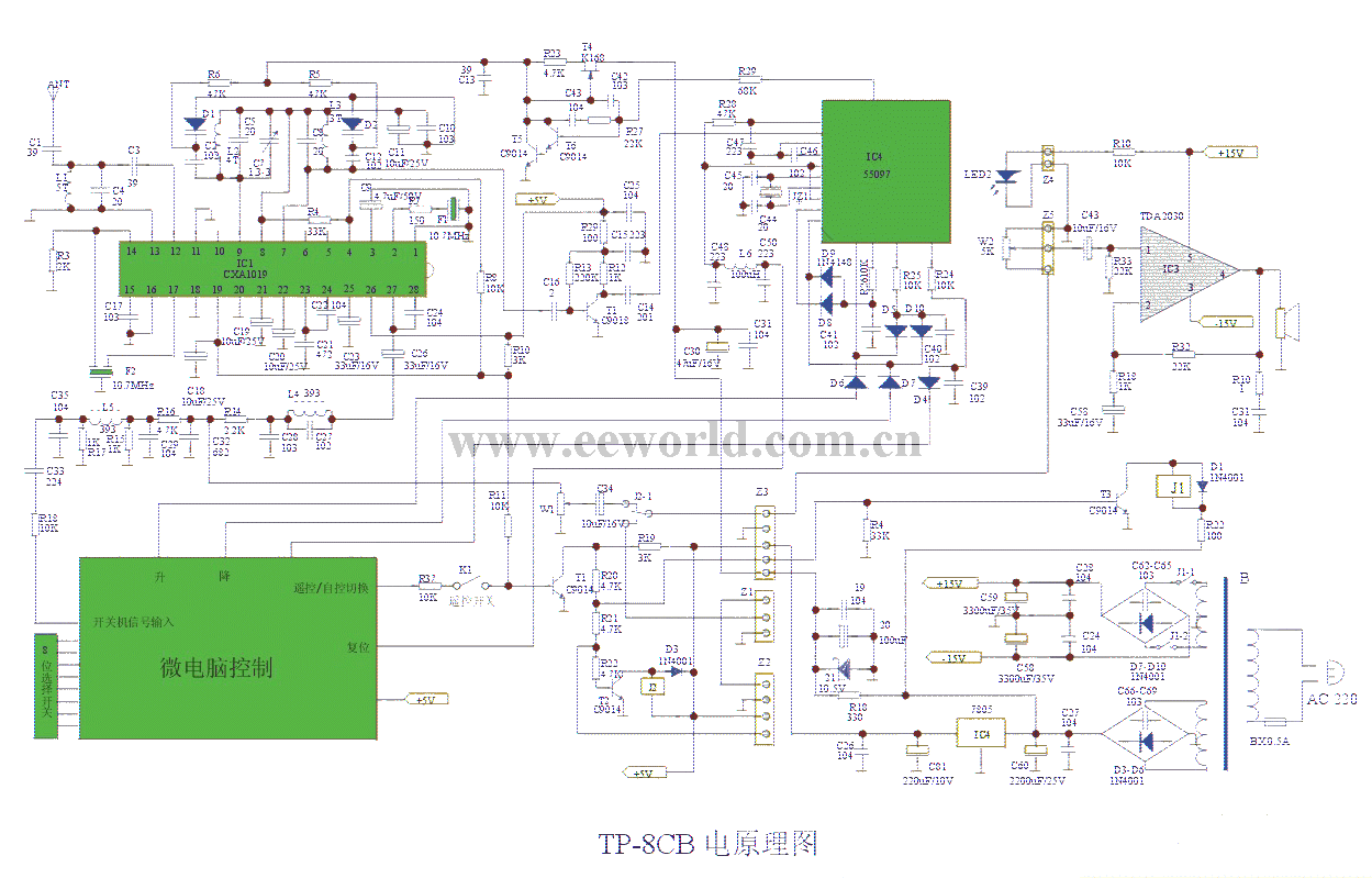 TP－8CB型10W调频音箱电路图