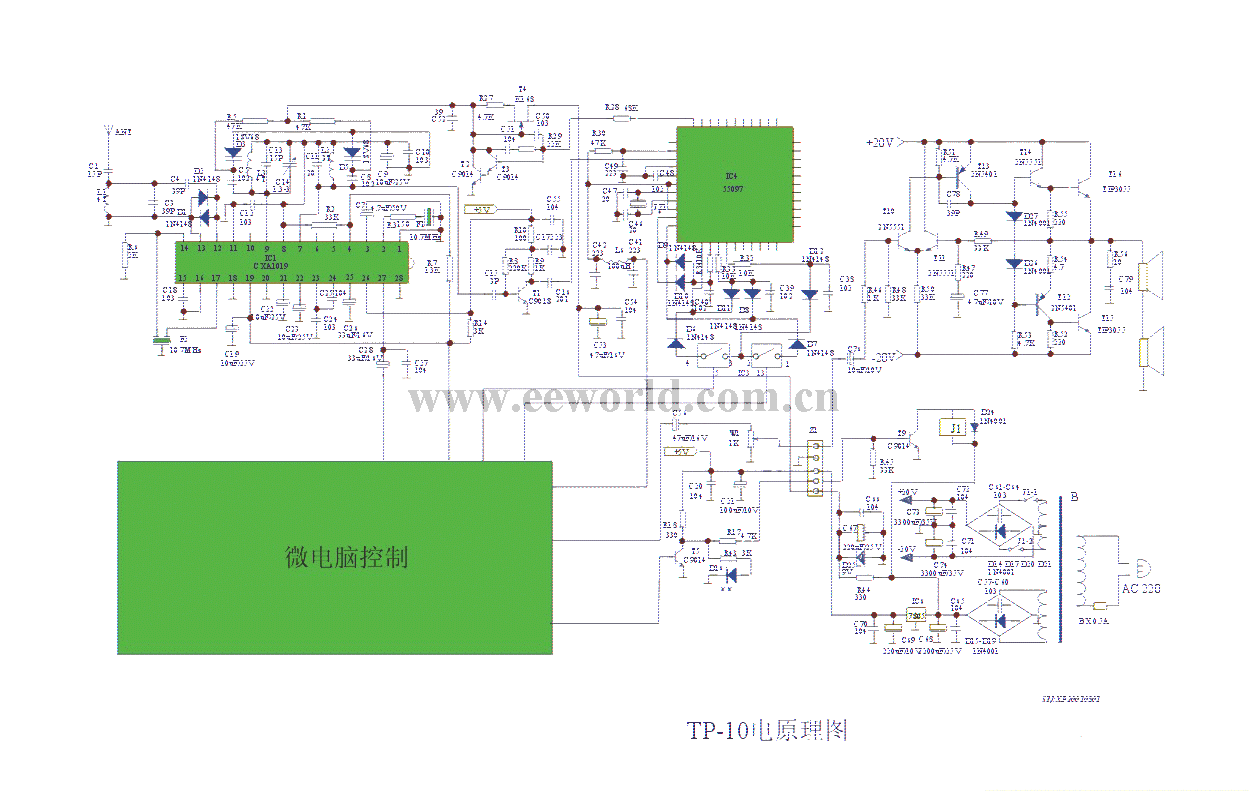 TP-10A type 25W outdoor rainproof FM speaker circuit diagram