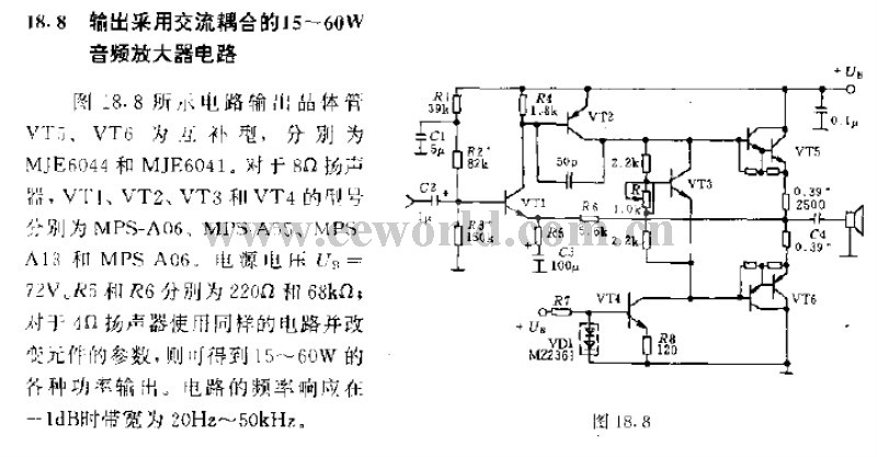 AC coupled audio amplifier circuit