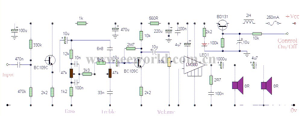 音频控制和软开关的放大器