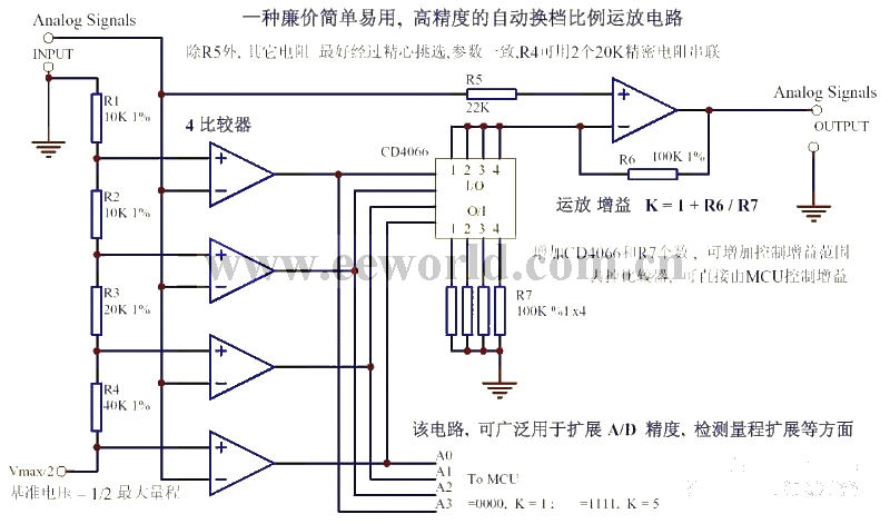 A high-precision automatic shifting proportional operational amplifier circuit