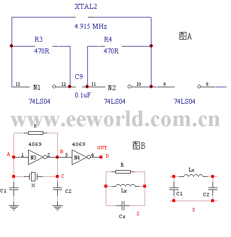 门电路构成的晶体并联谐振振荡器