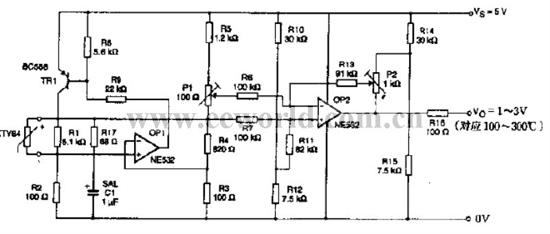 Power supply temperature measurement circuit