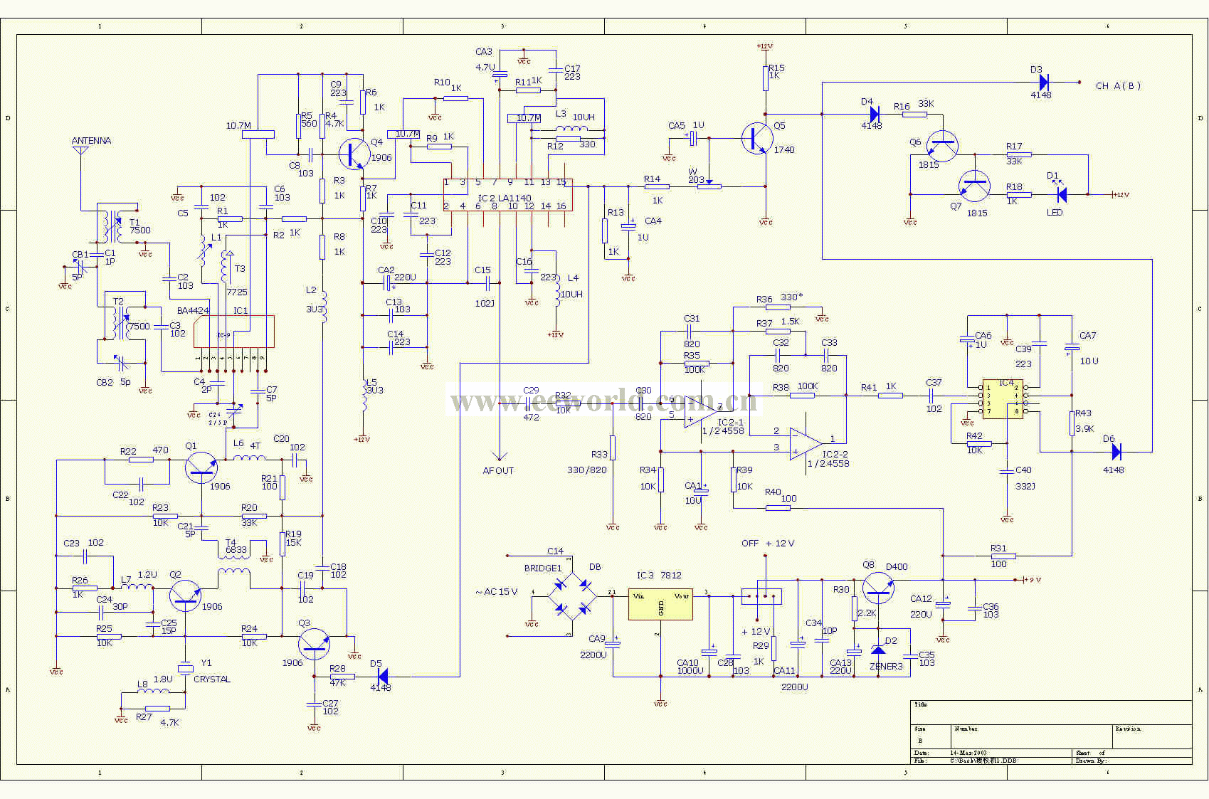 FM wireless microphone receiver circuit