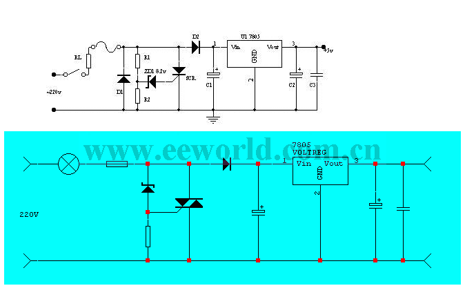 Simple, special voltage stabilizing circuit