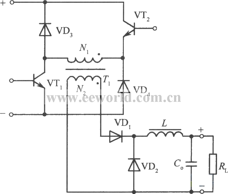 两只晶体管、二极管钳位单端正激变换器电路