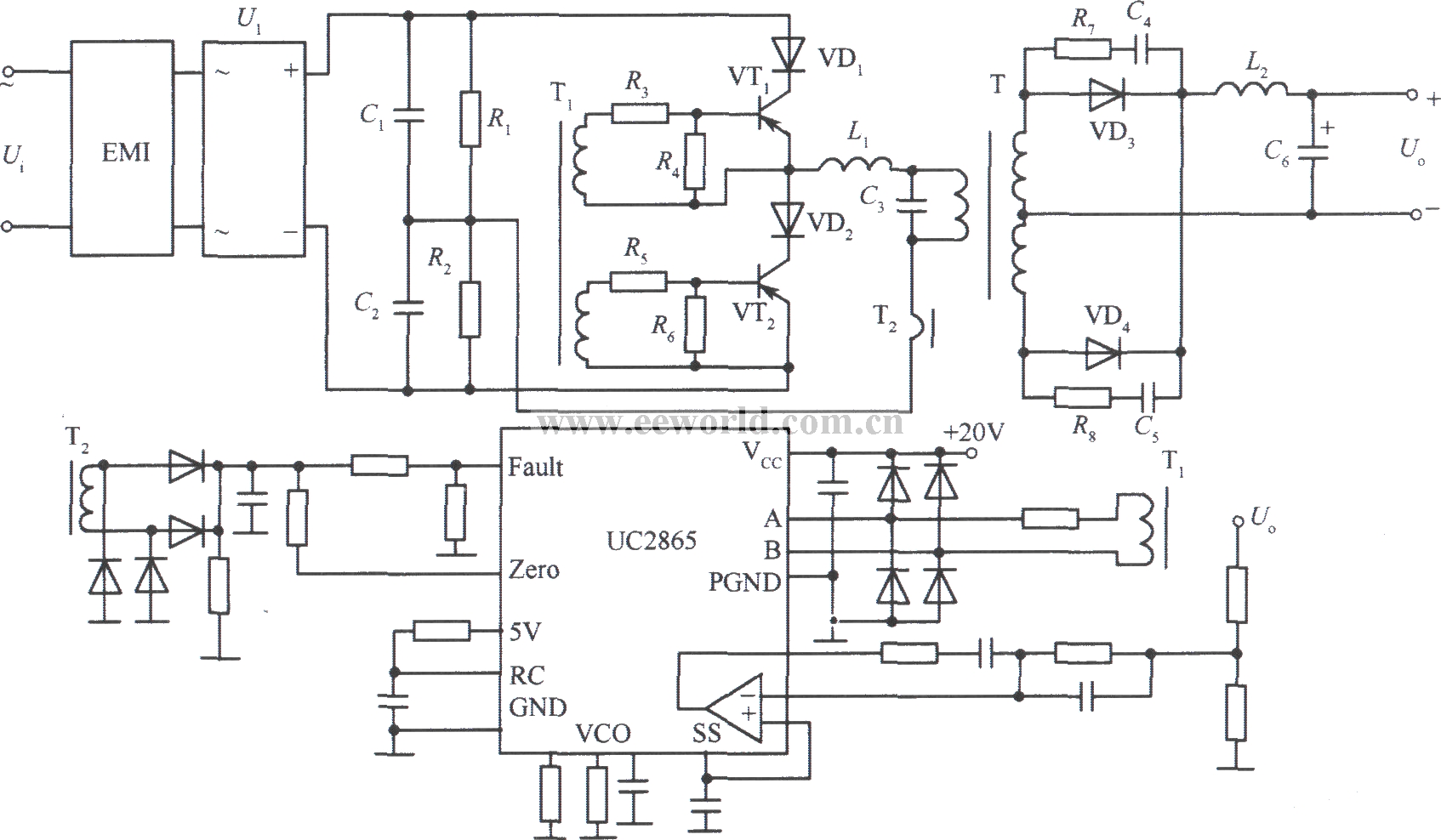 Practical circuit of zero-current conversion soft-switching regulated power supply