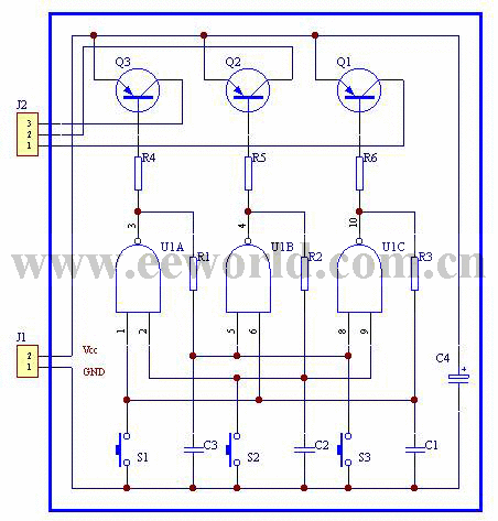 Simple and practical 3-button interlocking electronic switch