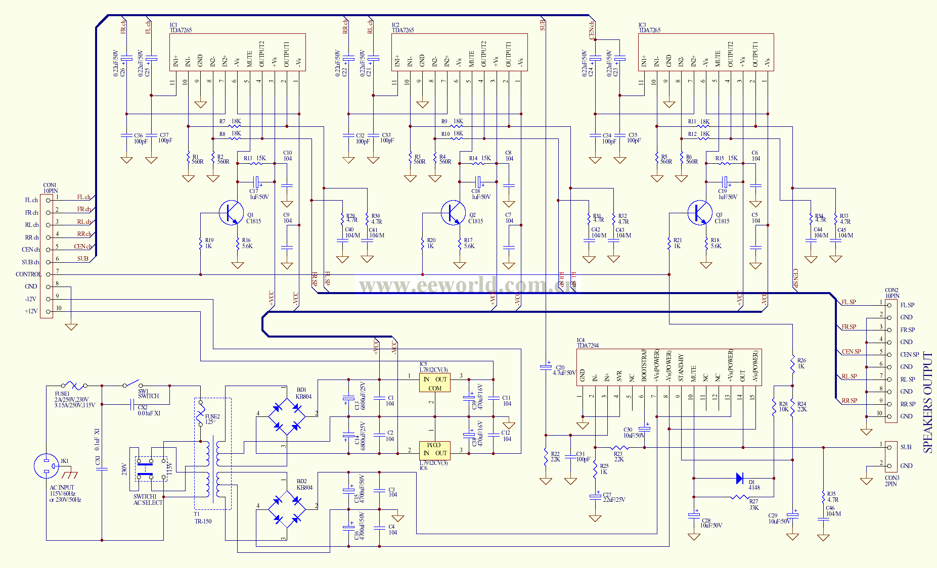 5.1ch power amplifier circuit