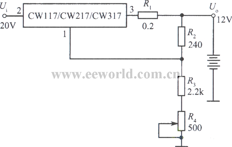 CW117组成的12V恒压充电器