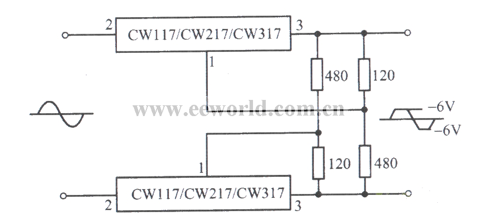 AC peak clipping circuit composed of CW117