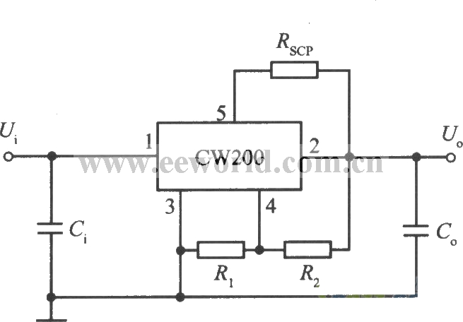 ５端可调输出电压集成稳压器CW200的标准应用电路