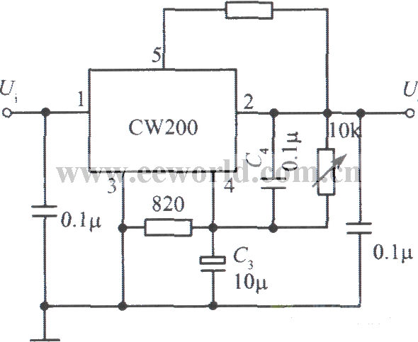 CW200组成的低纹波集成稳压电源