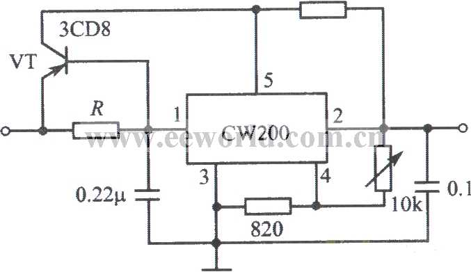 用PNP型功率晶体管扩流的CW200集成稳压电源