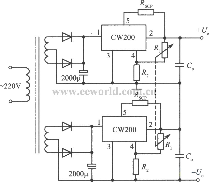 正、负输出电压集成稳压电源(CW200)