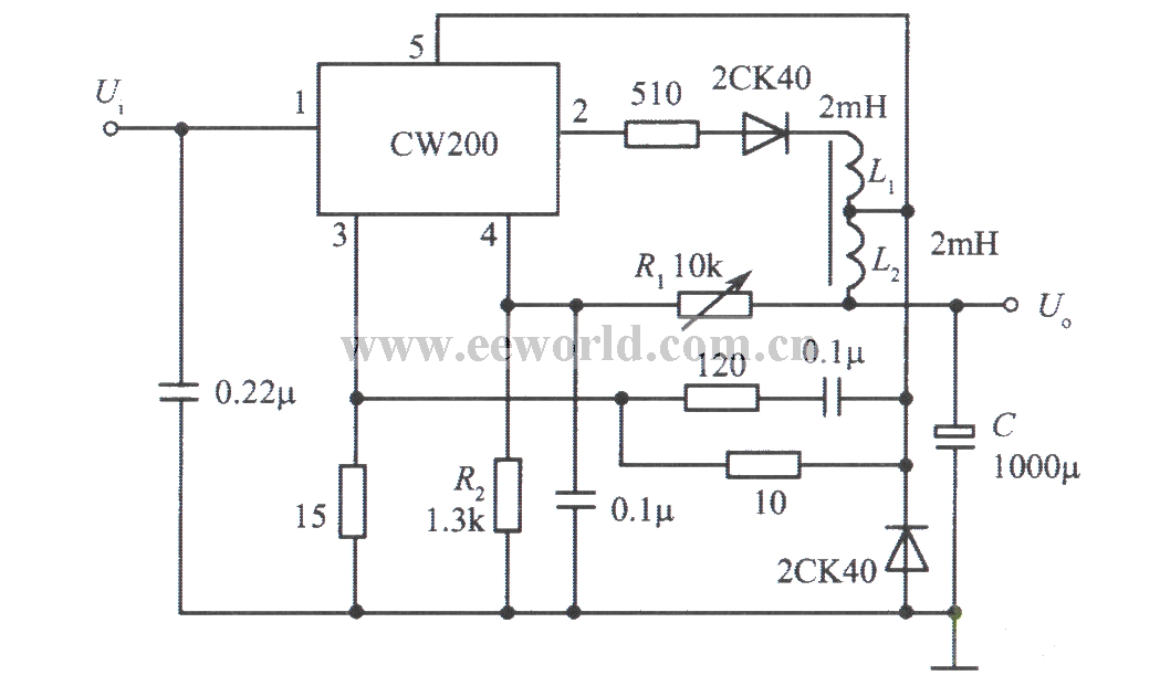 用CW200组成的自激开关式集成稳压电源