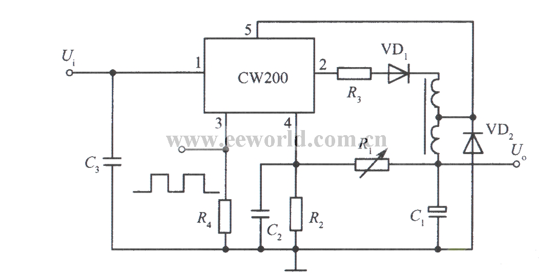 Separately excited switching integrated regulated power supply composed of CW200