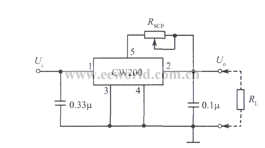 CW200组成的可调恒流源