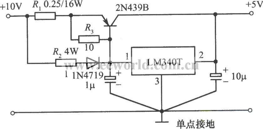 LM340T集成稳压器构成的5V、5A稳压电源