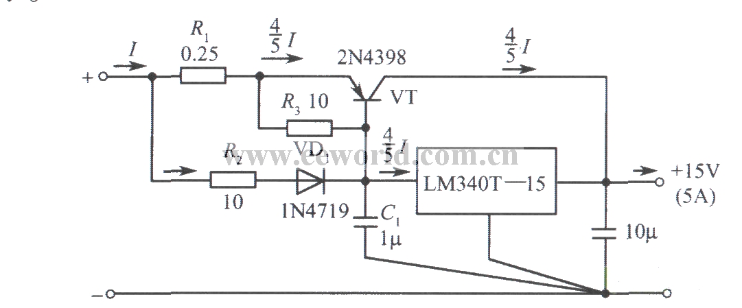 LM340T-15构成的15V、5A稳压电源