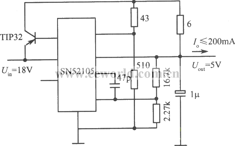 SN52105构成的15V、300mA稳压电源