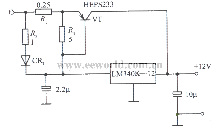 LM340K-12构成的12V、10A稳压电源