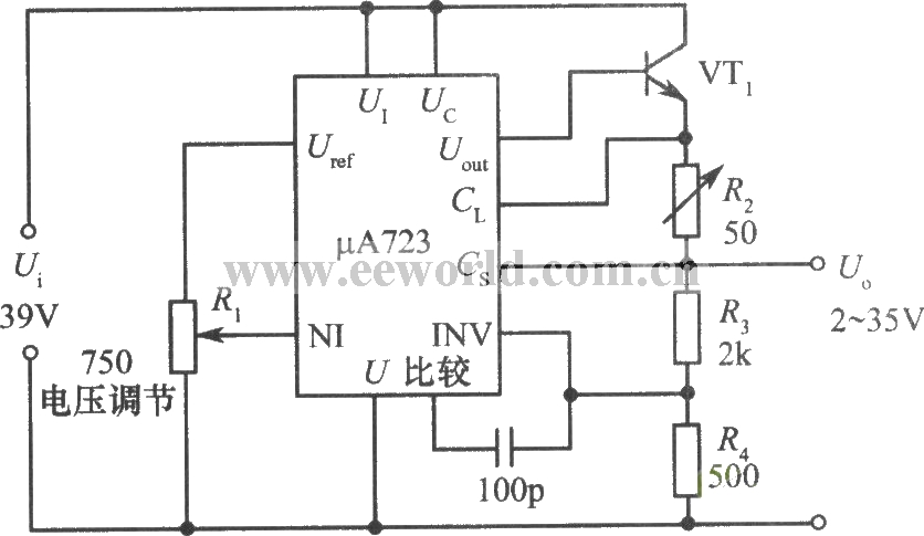 μA723构成的2～35V、10A可调稳压电源