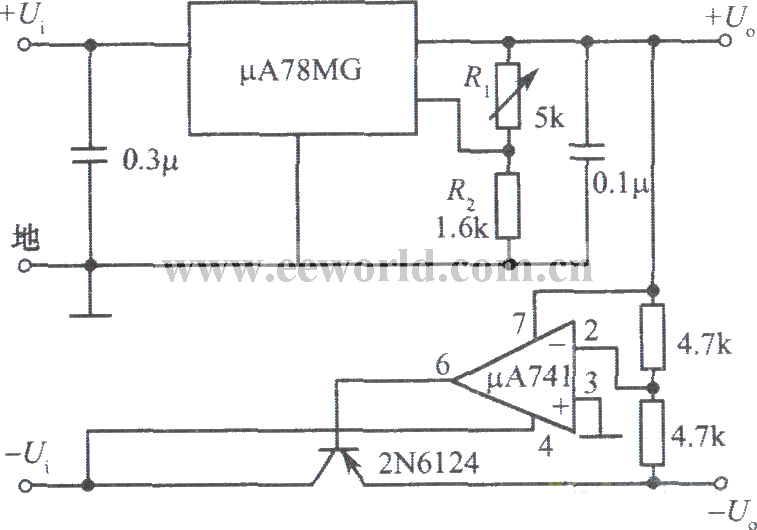 ±5--±20V从动跟踪稳压电源(负侧从动于正侧)