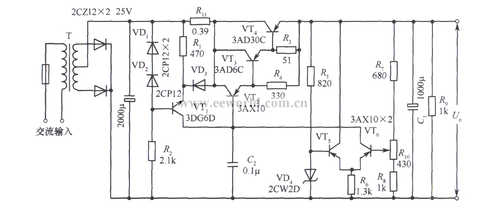 20V、2A稳压电源电路