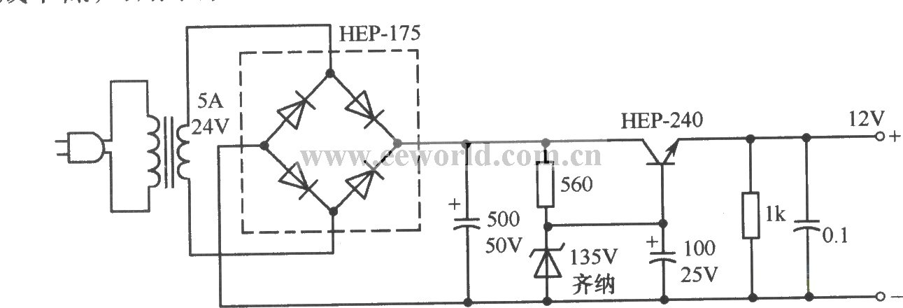 One of the simple circuits of 12V voltage regulator