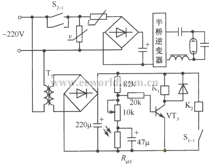 自动开/关电路(Rph为光敏电阻)