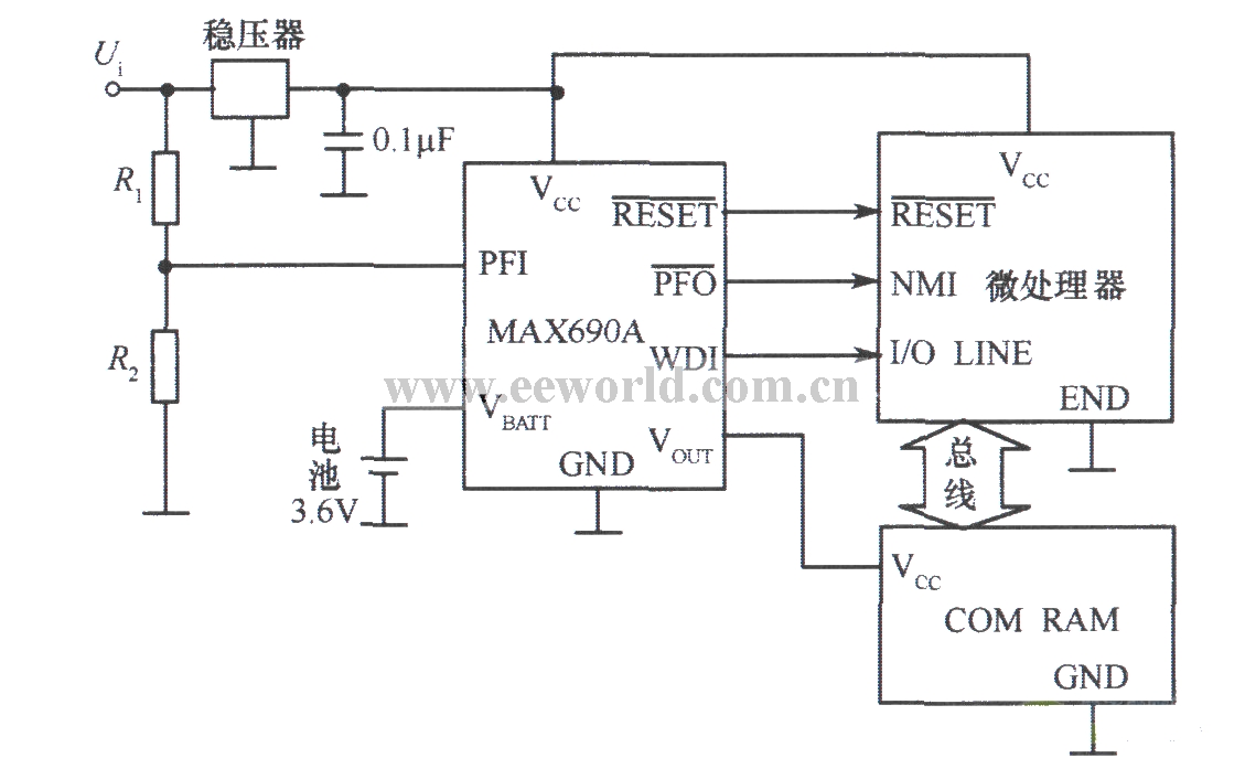 MAX690A／692A的基本应用电路–电路图–电子工程世界