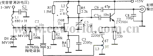 Voltage controlled oscillator using ceramic vibrator