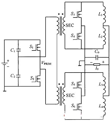 Interleaved parallel low-voltage high-current DC/DC converter schematic diagram