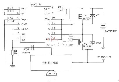 Uninterruptible power supply circuit diagram composed of MIC5158