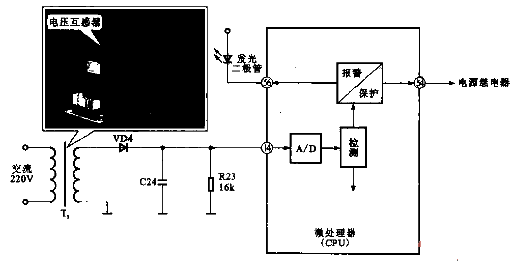 Application circuit of voltage detection circuit in air conditioner