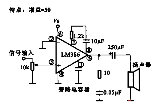 7. Practical<strong>amplifier circuit</strong>composed of<strong>Operation Amplifier</strong><strong>LM386</strong>c.gif