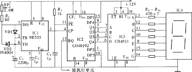 One-digit display timer circuit diagram