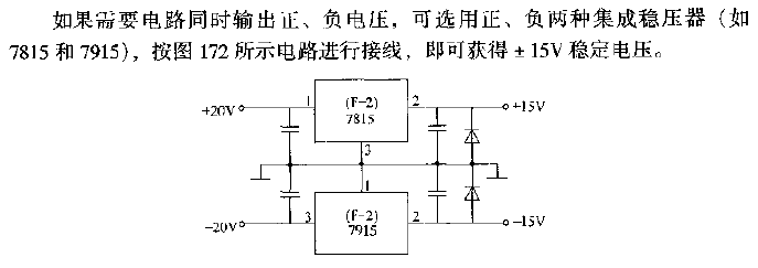 Positive and negative<strong>voltage output</strong><strong>voltage stabilizing circuit</strong> composed of 7800 series and 7900 series.gif