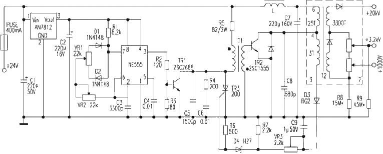 24V innocent flat monitor high voltage power supply circuit diagram