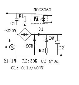 Power supply circuit diagram of single wire electronic switch