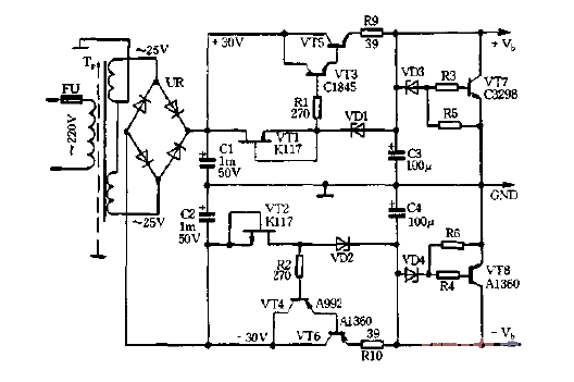 Stable current,<strong><strong>Voltage stabilization</strong></strong>type<strong><strong>Transistor amplifier</strong></strong><strong><strong>Power supply circuit diagram</strong></strong> strong>.gif