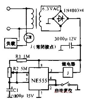 Timing AC power supply circuit diagram that supplies power for 0-1 hour