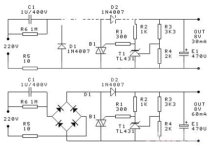 Capacitor Buck Regulator Power Supply Circuit Diagram