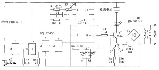 CD4541 cadmium nickel battery automatic charging circuit diagram